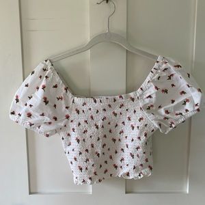 American eagle cropped puff sleeve top